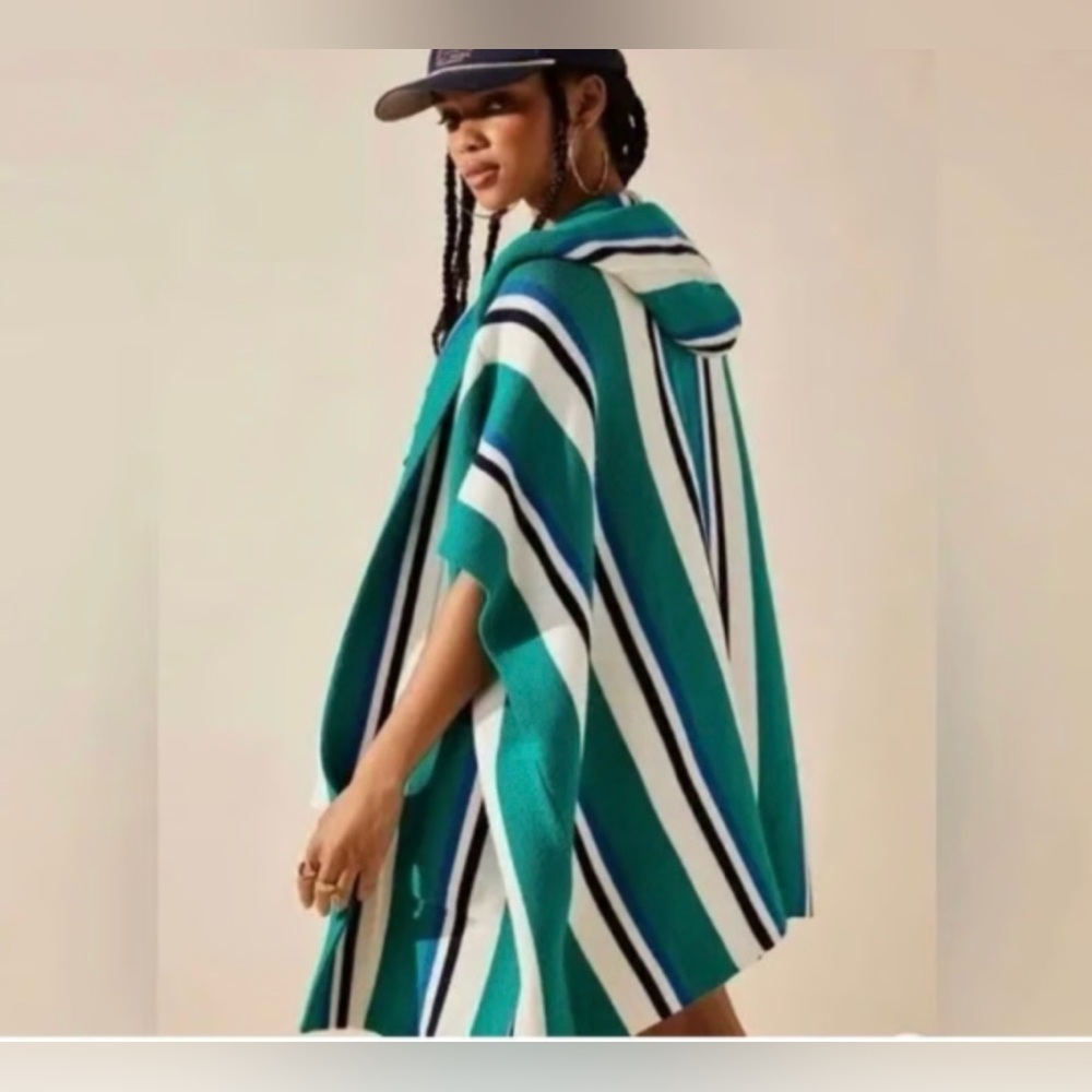Free People All I Need Striped Poncho Cardigan One Size, NWOT